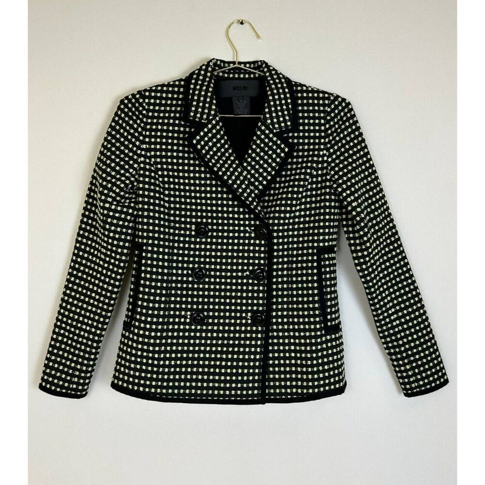 Miss Wu by Jason Wu Women's Check Jacquard Jacket Blazer‎ Heavy Black Size 0